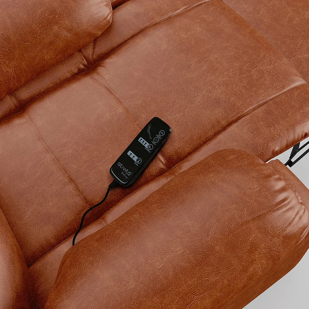 Poltrona do Papai Reclinável Pietra Glider Giratória Massagem FH9 PU Caramelo Brilho - Mpozenato