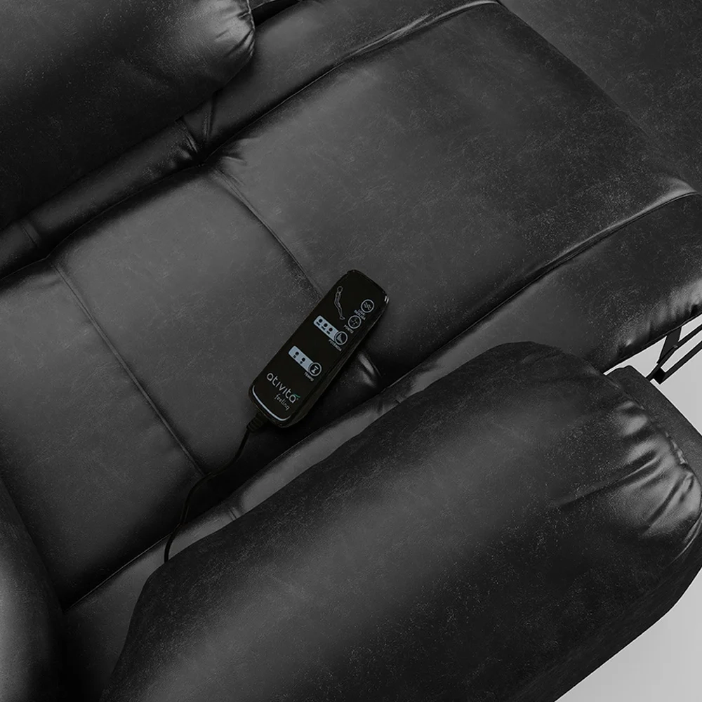 Poltrona do Papai Reclinável Pietra Glider Giratória Massagem FH9 PU Preto Brilho - Mpozenato