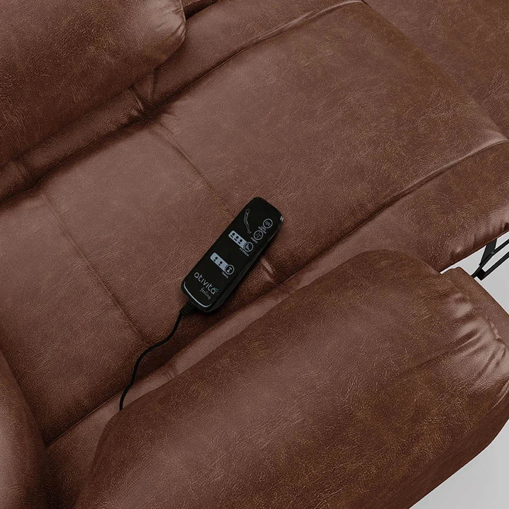 Poltrona do Papai Reclinável Pietra Glider Giratória Massagem FH9 PU Marrom Brilho - Mpozenato