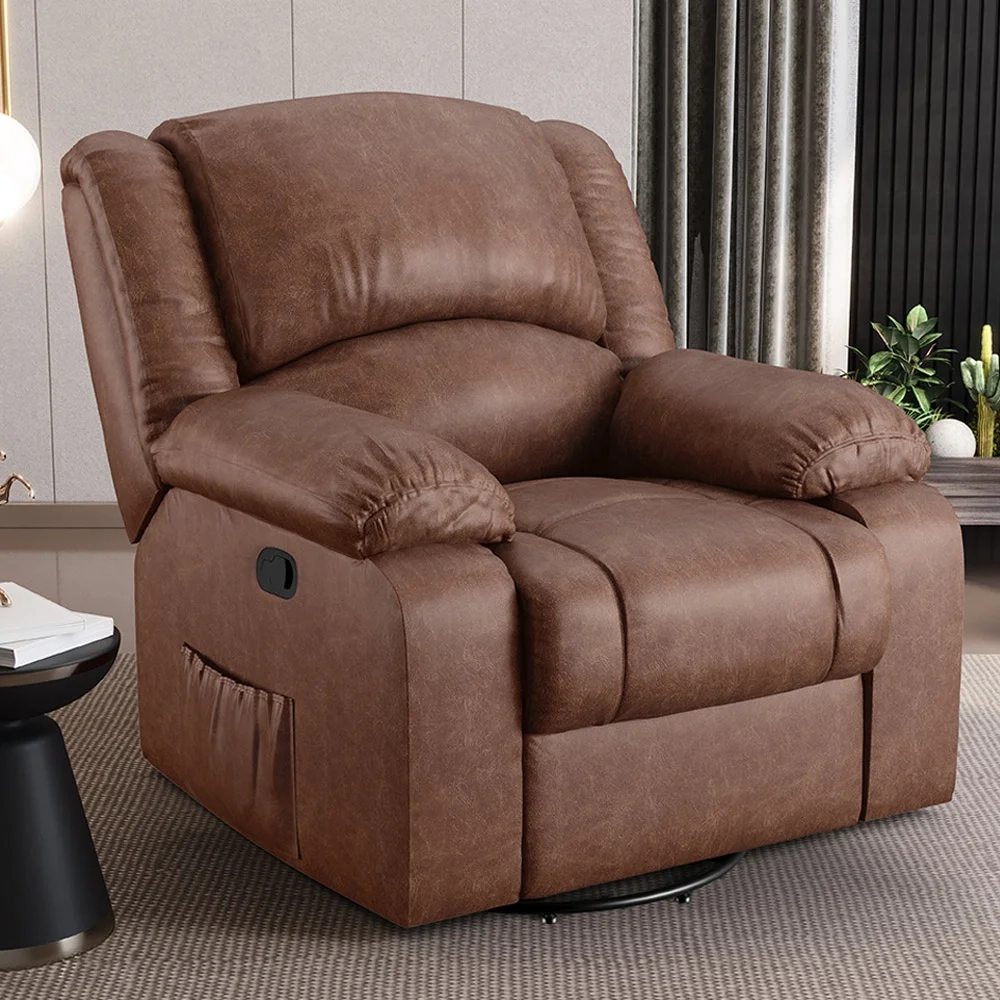 Poltrona do Papai Reclinável Pietra Glider Giratória Massagem FH9 PU Marrom Brilho - Mpozenato