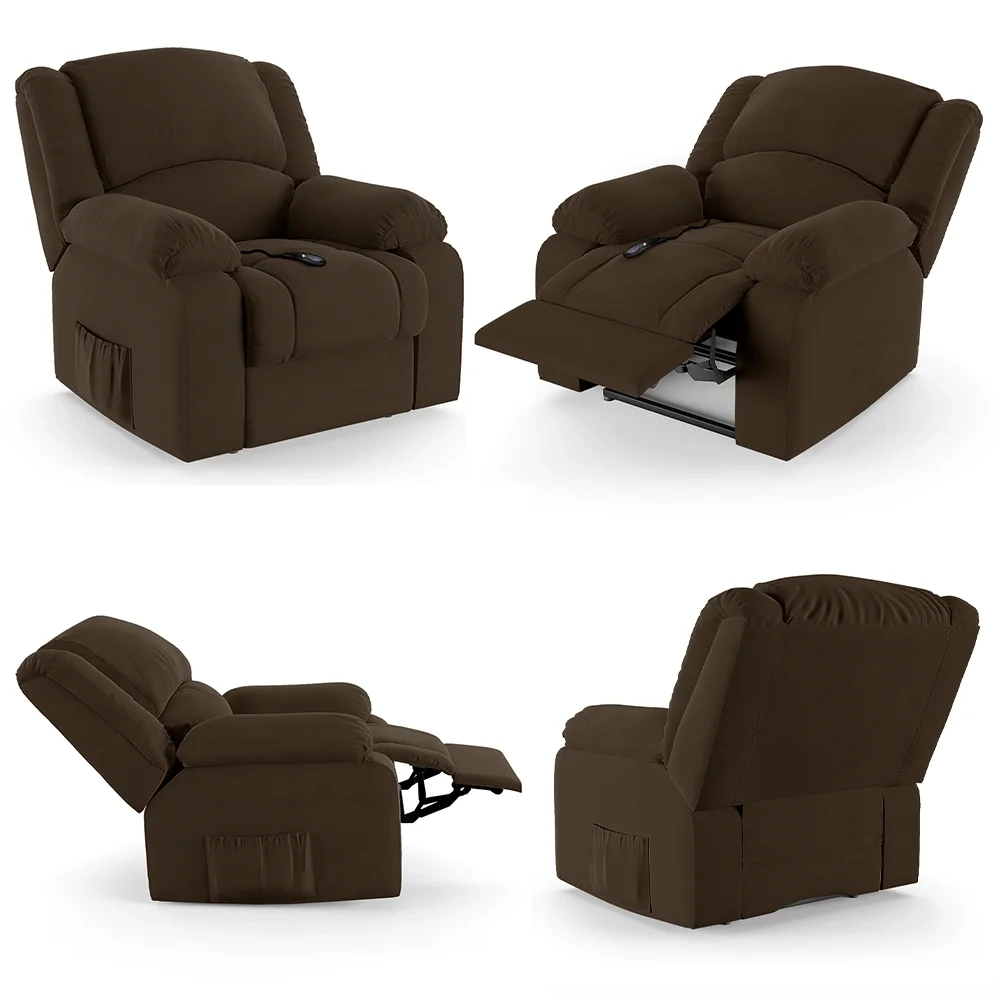Poltrona do Papai Reclinável Pietra Controle Power Elétrico FH9 Veludo Marrom - Mpozenato
