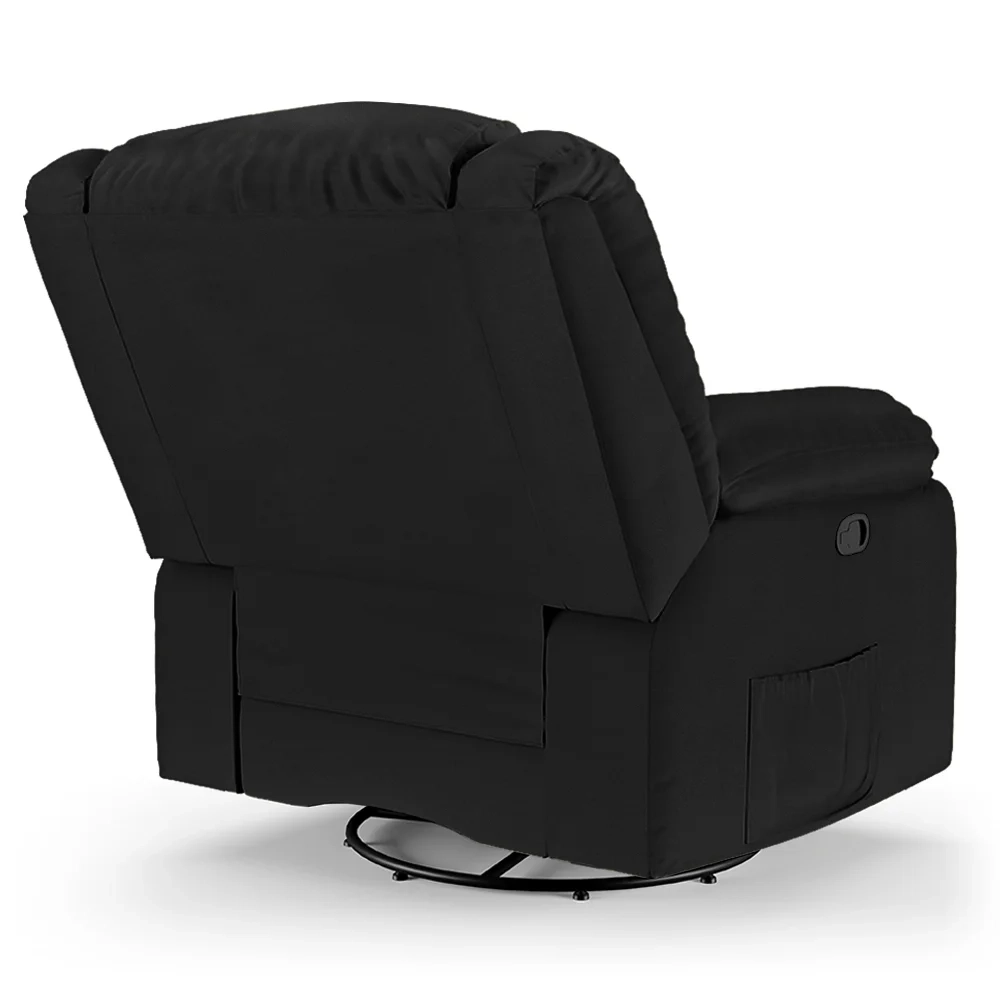 Poltrona do Papai Reclinável Pietra Glider Giratória Massagem FH9 PU Preto - Mpozenato