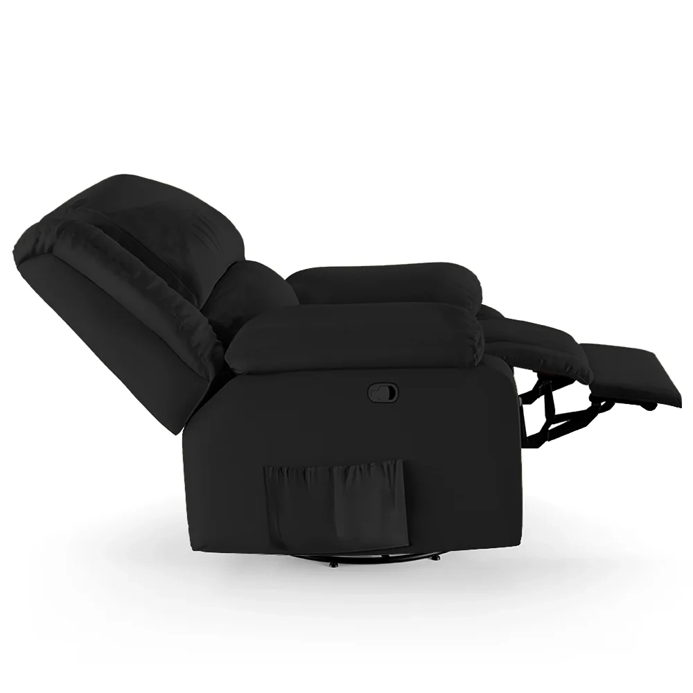 Poltrona do Papai Reclinável Pietra Glider Giratória Massagem FH9 PU Preto - Mpozenato