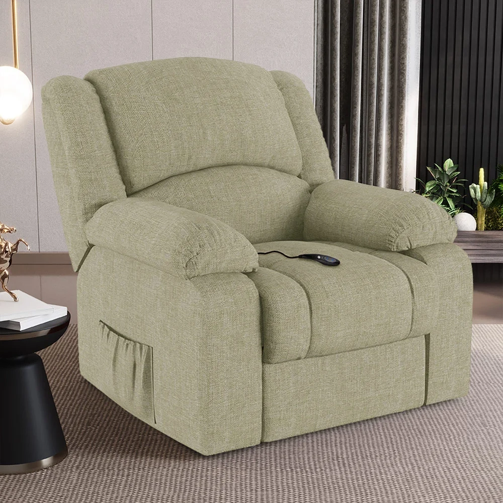 Poltrona do Papai Reclinável Pietra Controle Power Elétrico FH9 Linho Bege - Mpozenato