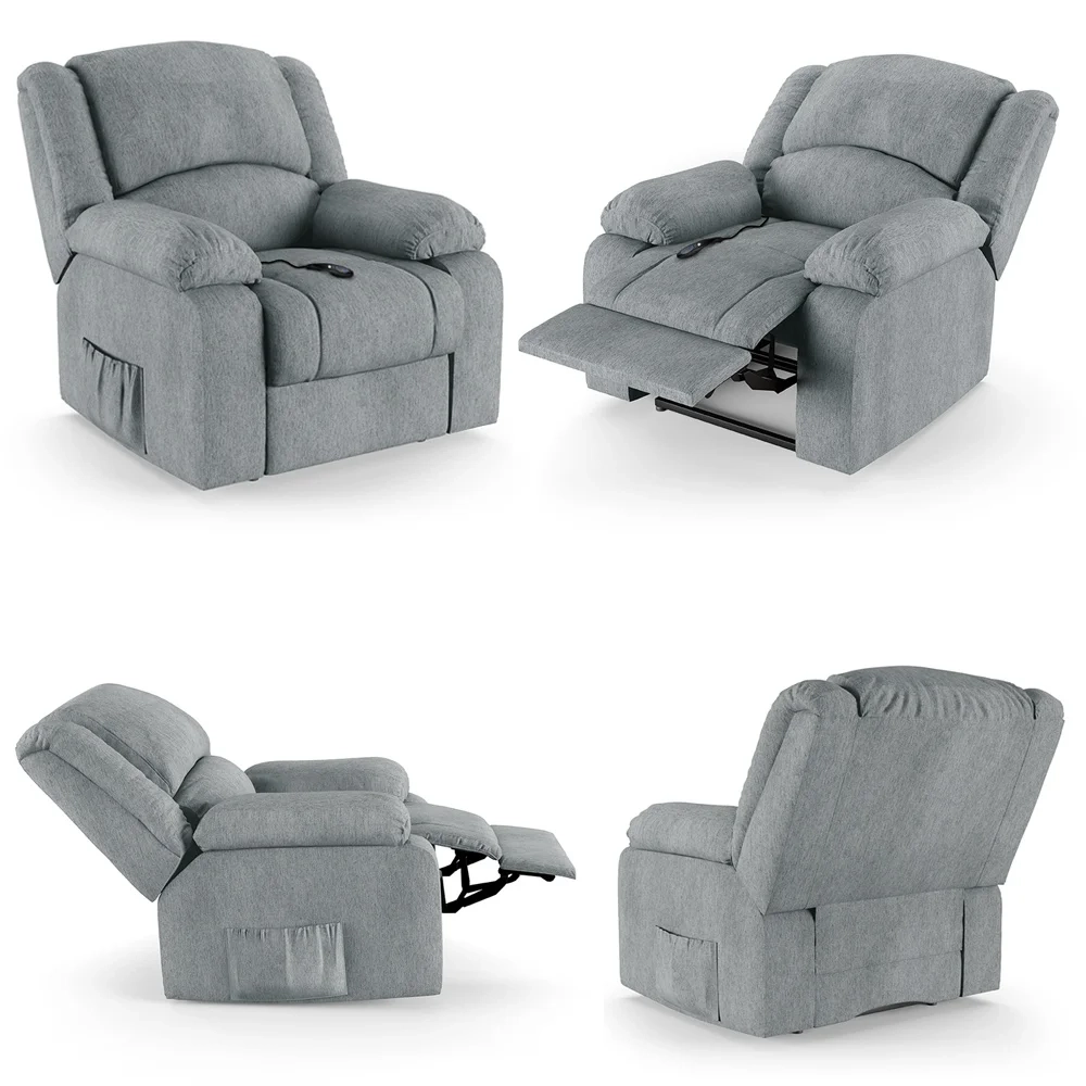 Poltrona do Papai Reclinável Pietra Controle Power Elétrico FH9 Linho Cinza - Mpozenato