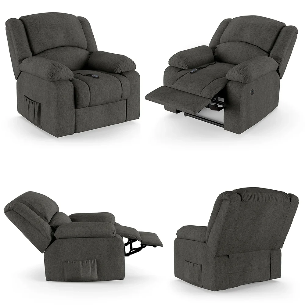 Poltrona do Papai Reclinável Pietra Controle Power Elétrico FH9 Linho Grafite - Mpozenato