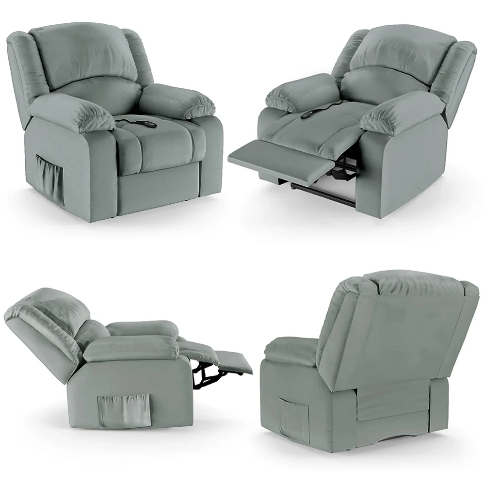 Poltrona do Papai Reclinável Pietra Controle Power Elétrico FH9 PU Cinza - Mpozenato