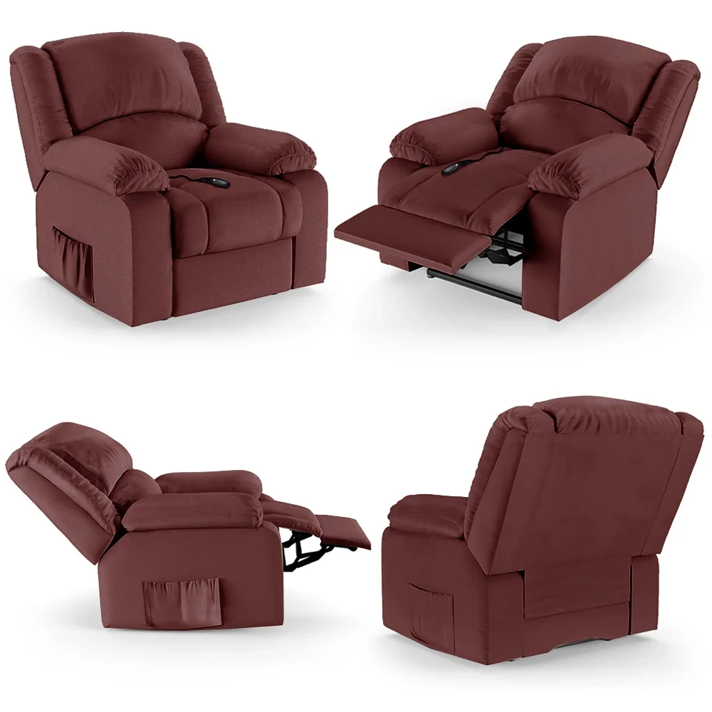 Poltrona do Papai Reclinável Pietra Controle Power Elétrico FH9 PU Vermelho - Mpozenato