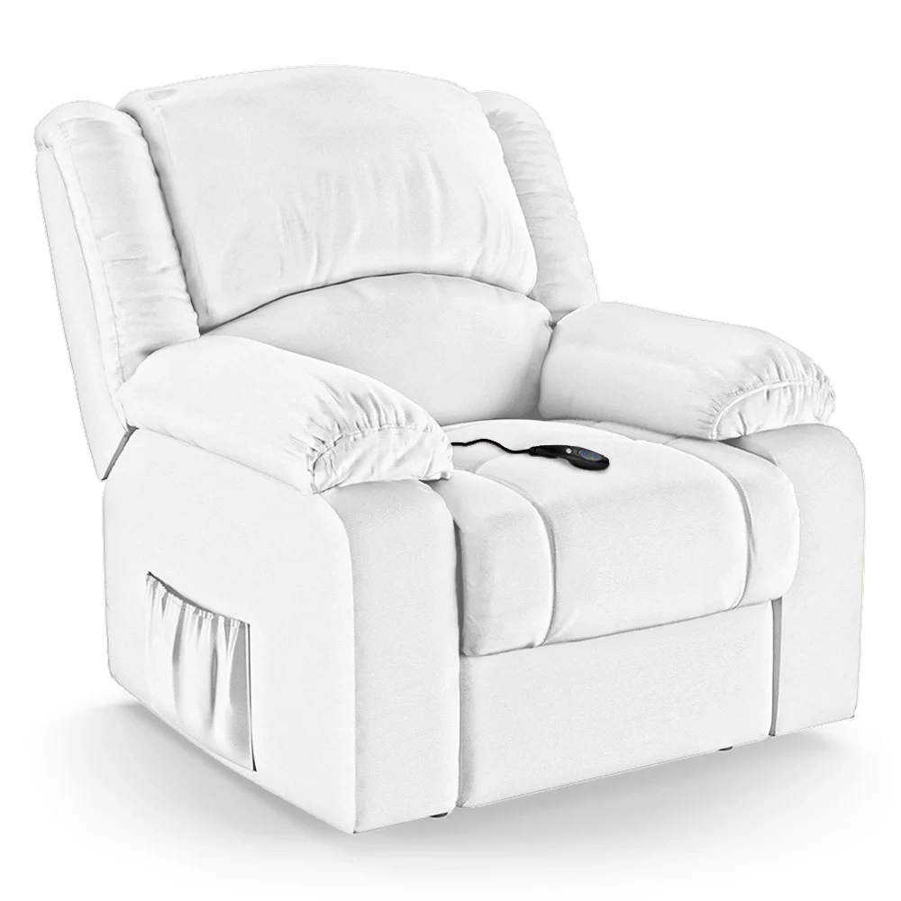 Poltrona do Papai Reclinável Pietra Controle Power Elétrico FH9 PU Branco - Mpozenato