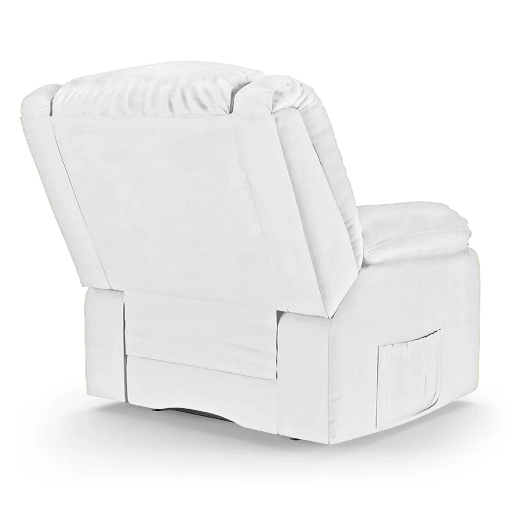 Poltrona do Papai Reclinável Pietra Controle Power Elétrico FH9 PU Branco - Mpozenato