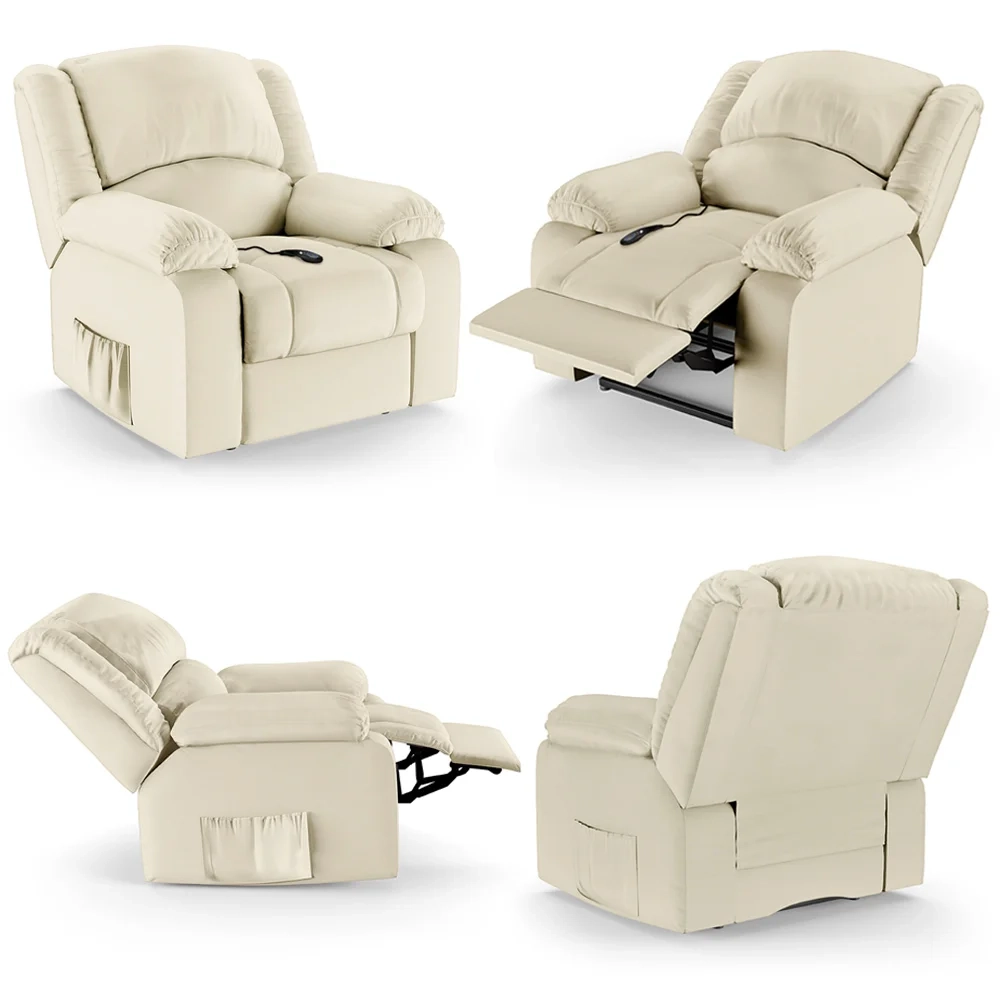 Poltrona do Papai Reclinável Pietra Controle Power Elétrico FH9 PU Bege - Mpozenato