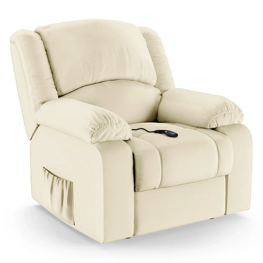 Poltrona do Papai Reclinável Pietra Controle Power Elétrico FH9 PU Bege - Mpozenato