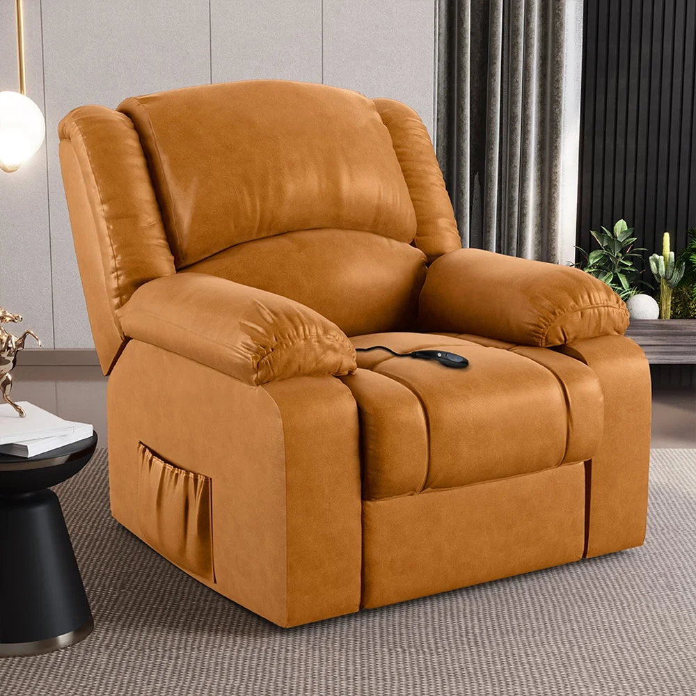 Poltrona do Papai Reclinável Pietra Controle Power Elétrico FH9 PU Whisky - Mpozenato