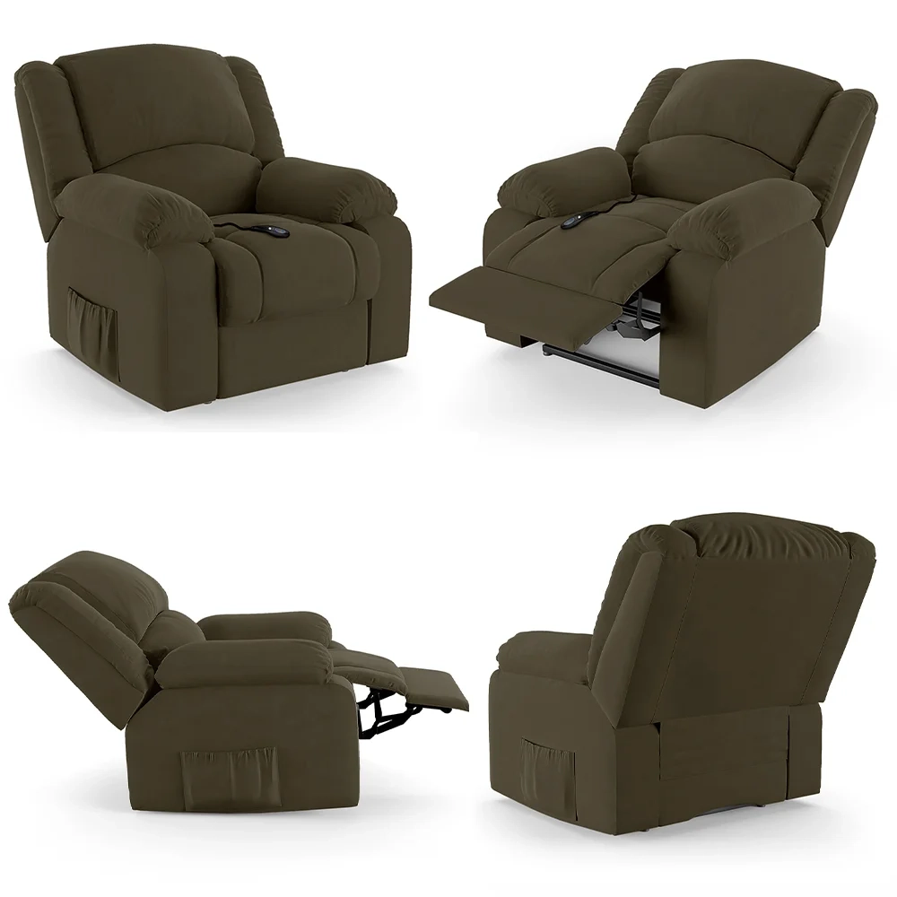 Poltrona do Papai Reclinável Pietra Controle Power Elétrico FH9 Veludo Capuccino - Mpozenato