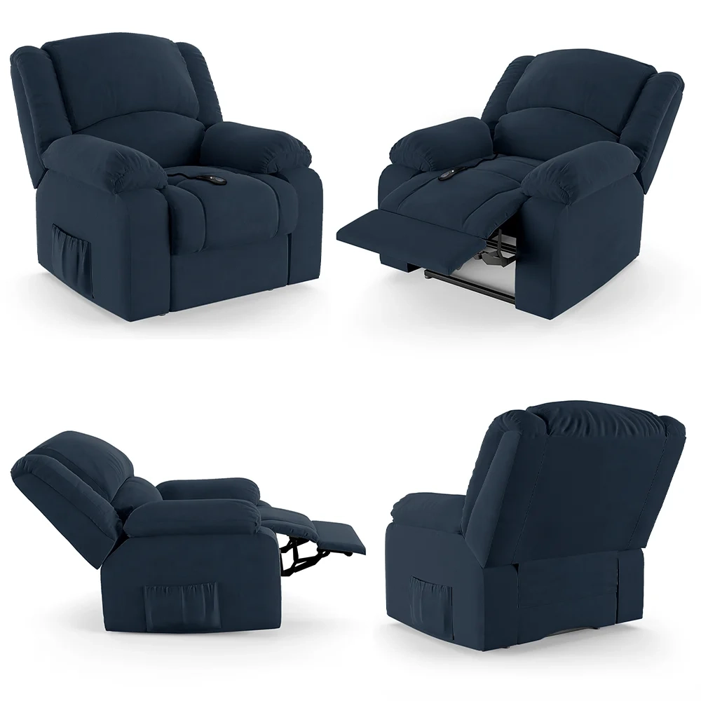 Poltrona do Papai Reclinável Pietra Controle Power Elétrico FH9 Veludo Azul - Mpozenato