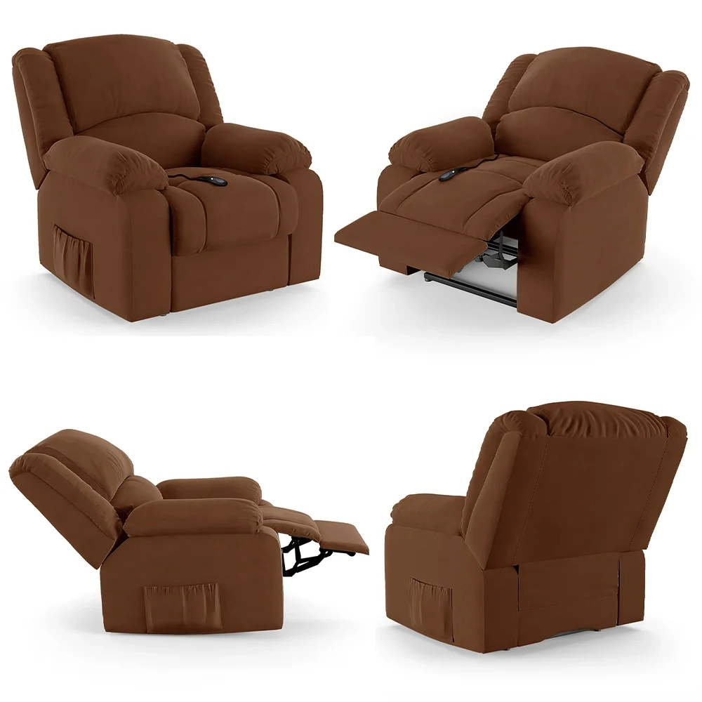 Poltrona do Papai Reclinável Pietra Controle Power Elétrico FH9 Veludo Terracota - Mpozenato