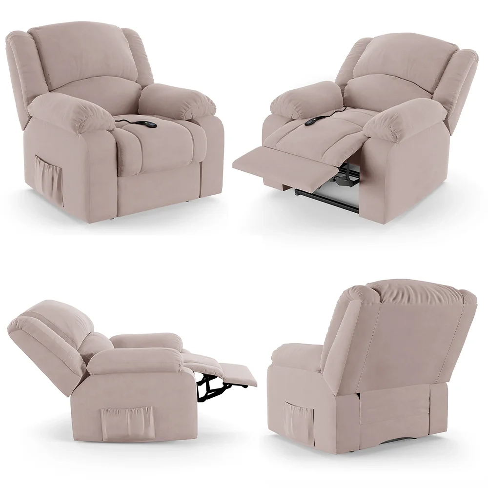 Poltrona do Papai Reclinável Pietra Controle Power Elétrico FH9 Veludo Rosê - Mpozenato