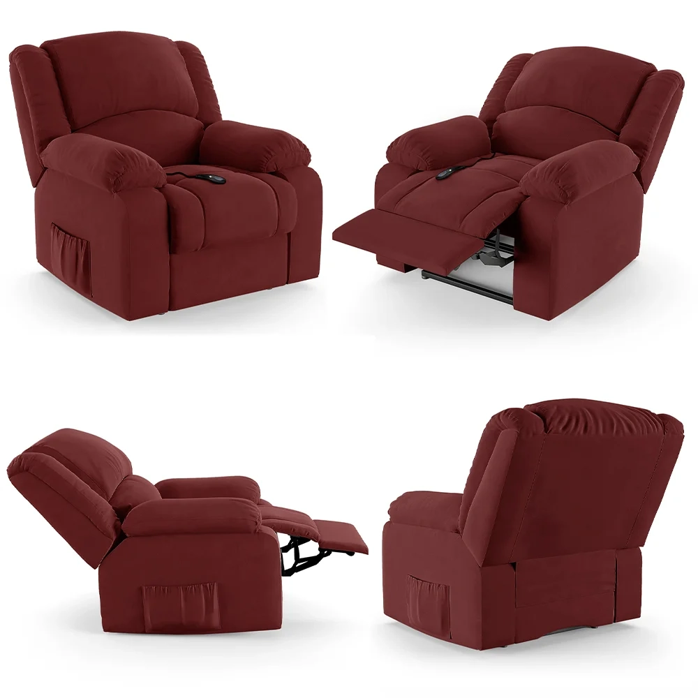 Poltrona do Papai Reclinável Pietra Controle Power Elétrico FH9 Veludo Vermelho - Mpozenato