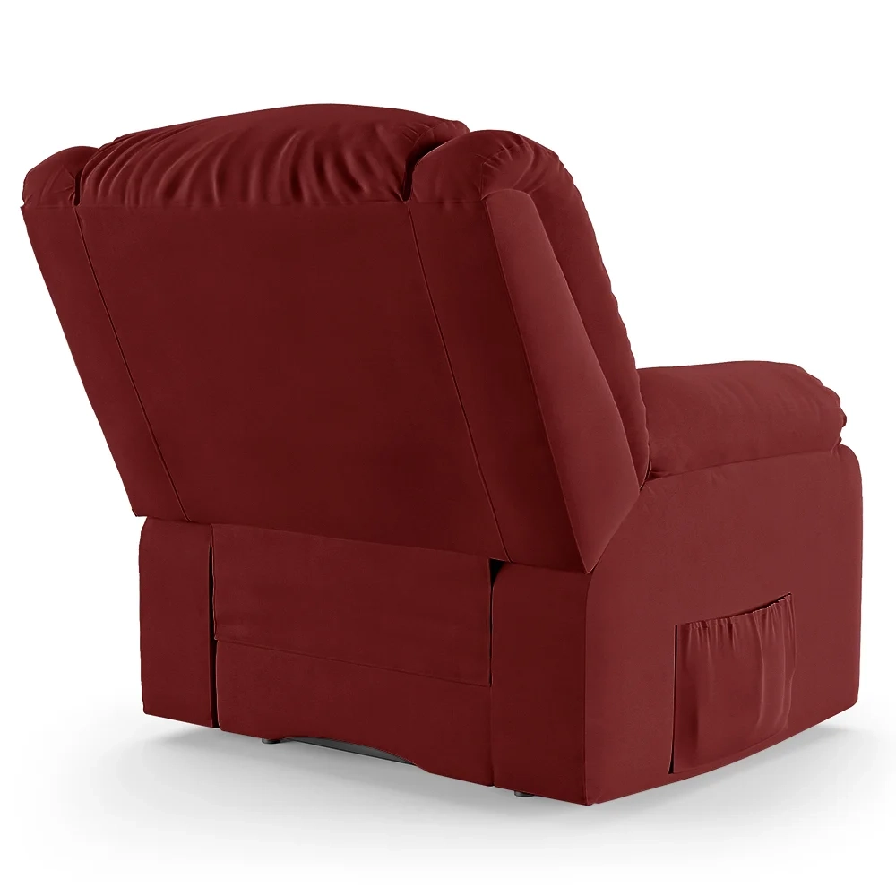 Poltrona do Papai Reclinável Pietra Controle Power Elétrico FH9 Veludo Vermelho - Mpozenato