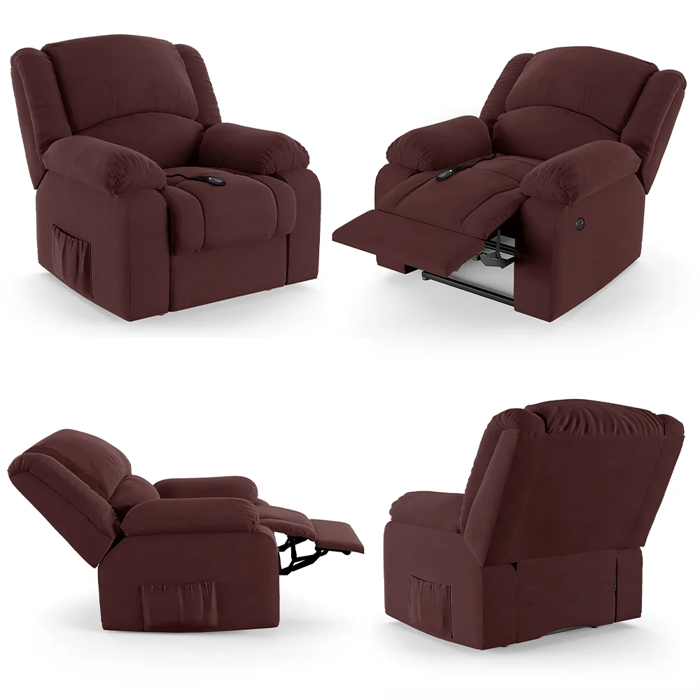 Poltrona do Papai Reclinável Pietra Controle Power Elétrico FH9 Veludo Vinho - Mpozenato