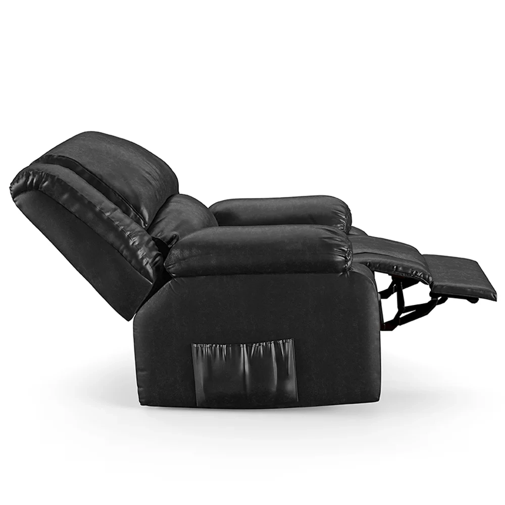 Poltrona do Papai Reclinável Pietra Controle Power Elétrico FH9 PU Preto Brilho - Mpozenato