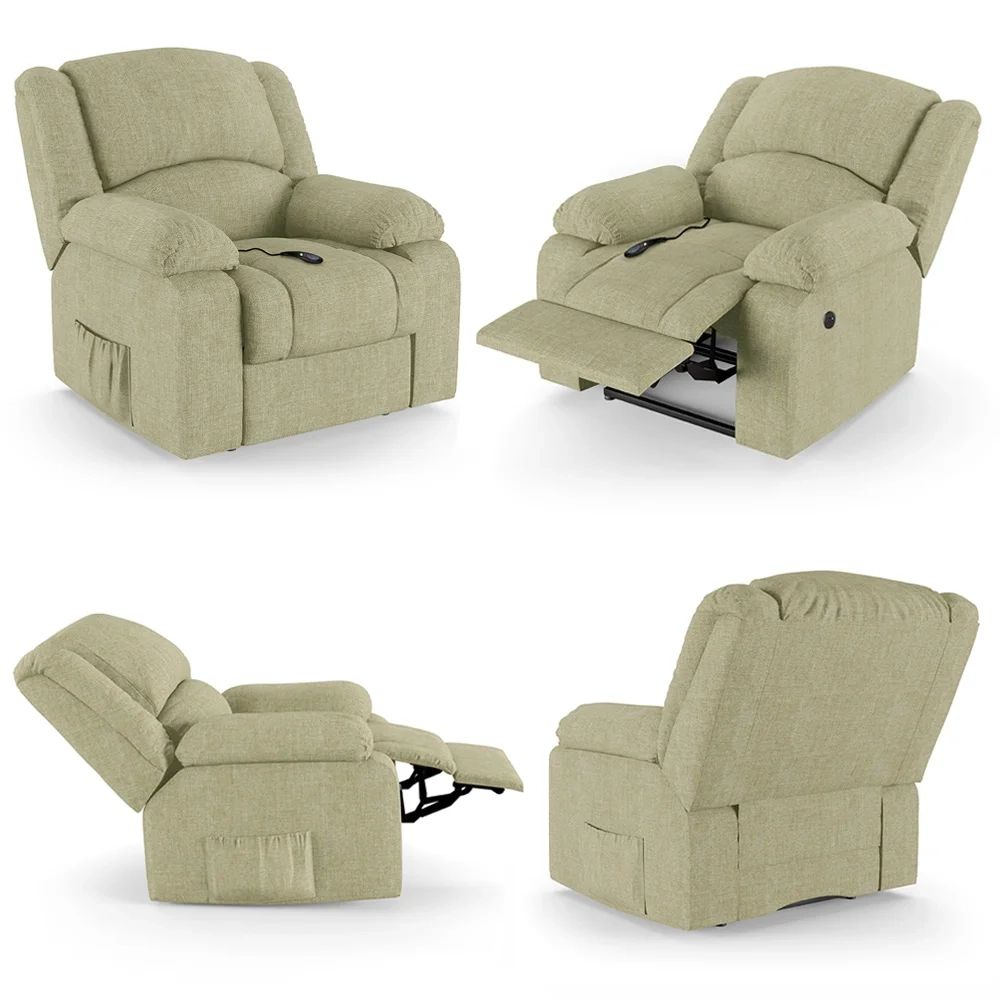 Poltrona do Papai Reclinável Pietra Controle Power Elétrico USB FH9 Linho Bege - Mpozenato