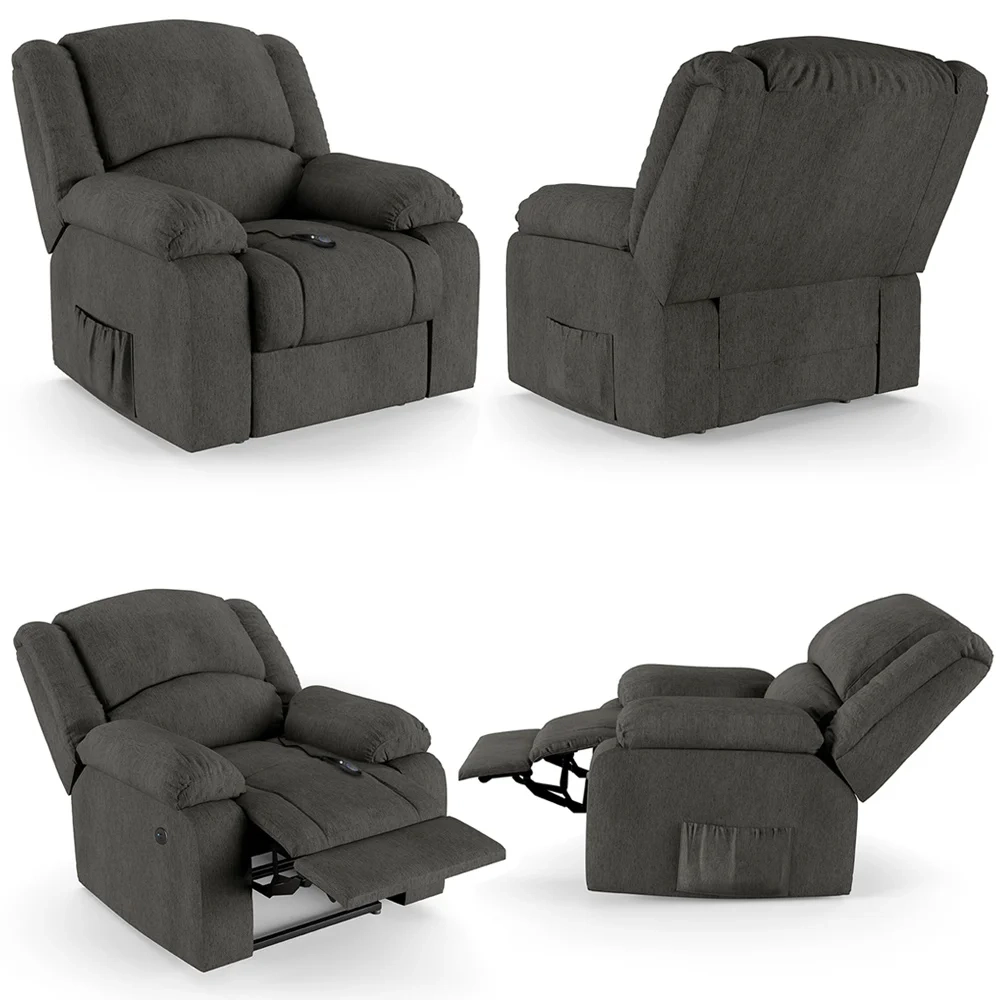 Poltrona do Papai Reclinável Pietra Controle Power Elétrico USB FH9 Linho Grafite - Mpozenato