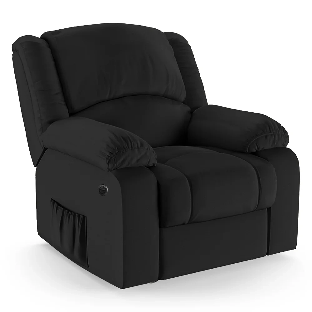 Poltrona do Papai Reclinável Pietra Power Elétrica Massagem FH9 PU Preto - Mpozenato