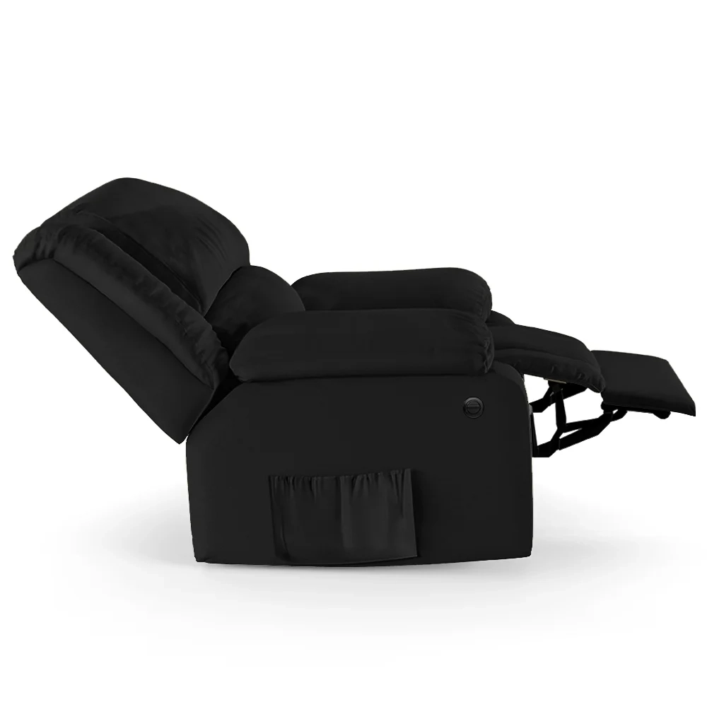 Poltrona do Papai Reclinável Pietra Power Elétrica Massagem FH9 PU Preto - Mpozenato