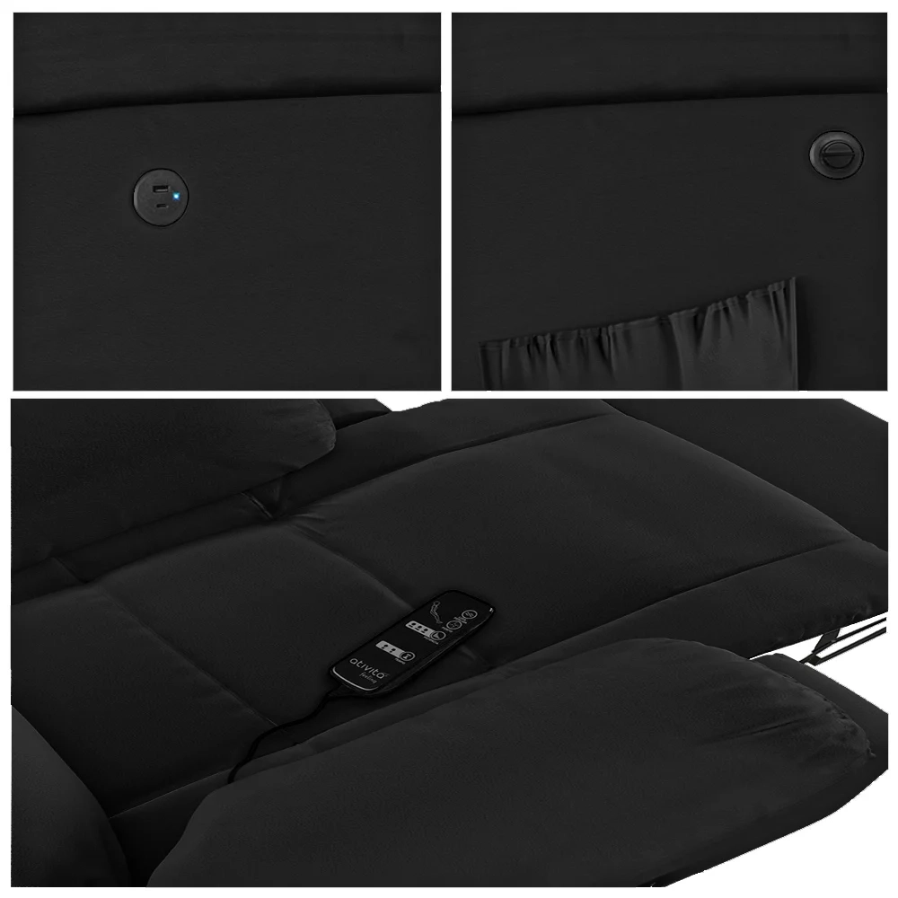 Poltrona do Papai Reclinável Pietra Power Elétrica Massagem FH9 PU Preto - Mpozenato