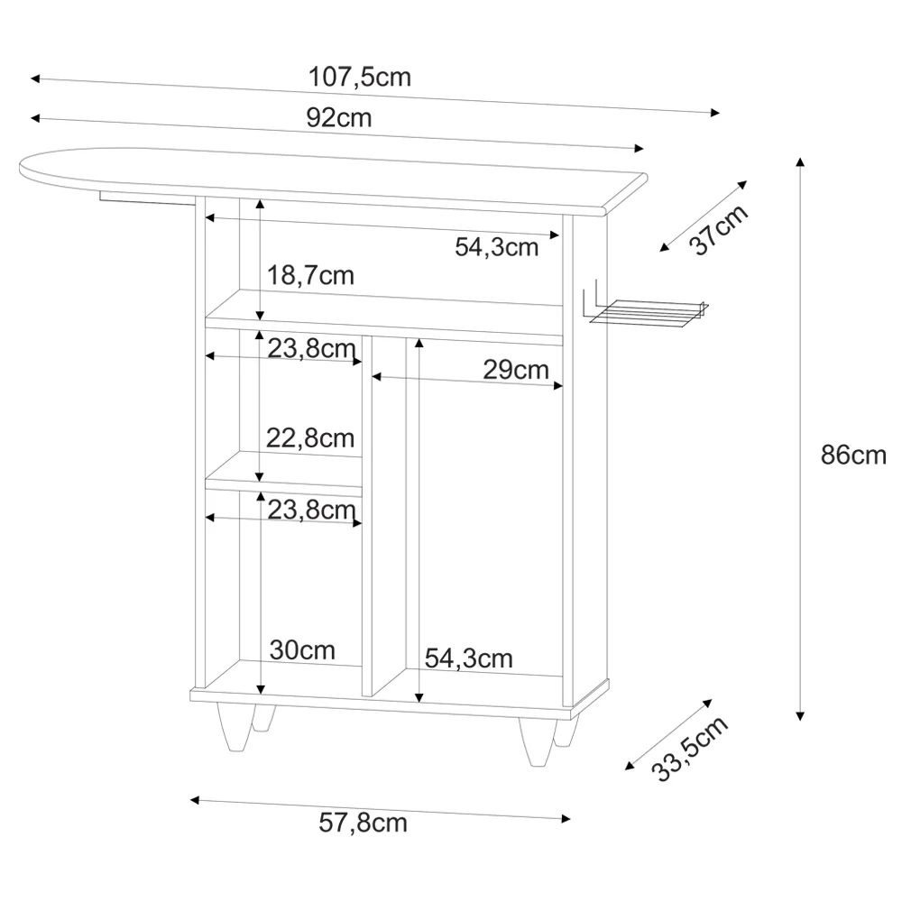 Tábua de Passar Com Balcão 1 Porta Giovana Branco - Lumil