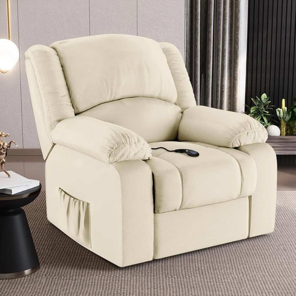 Poltrona do Papai Reclinável Pietra Controle Power Elétrico USB FH9 PU Bege - Mpozenato