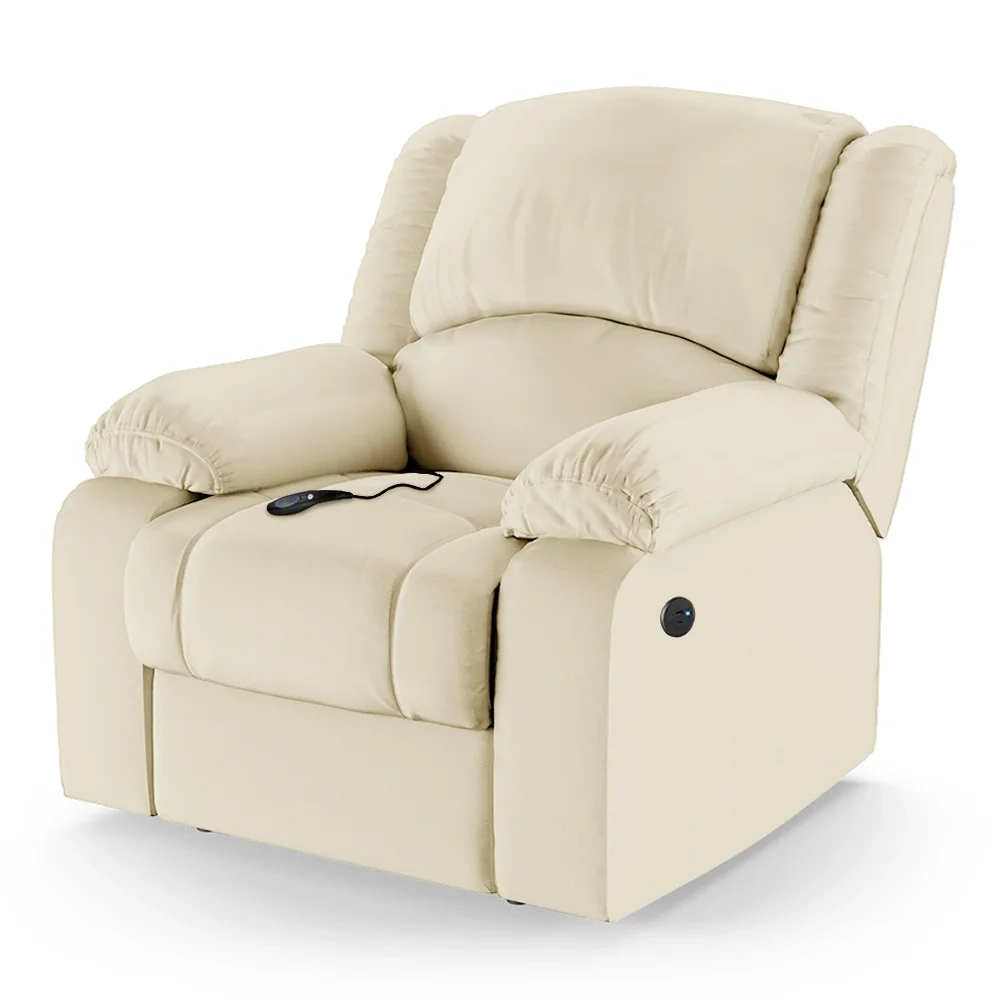 Poltrona do Papai Reclinável Pietra Controle Power Elétrico USB FH9 PU Bege - Mpozenato