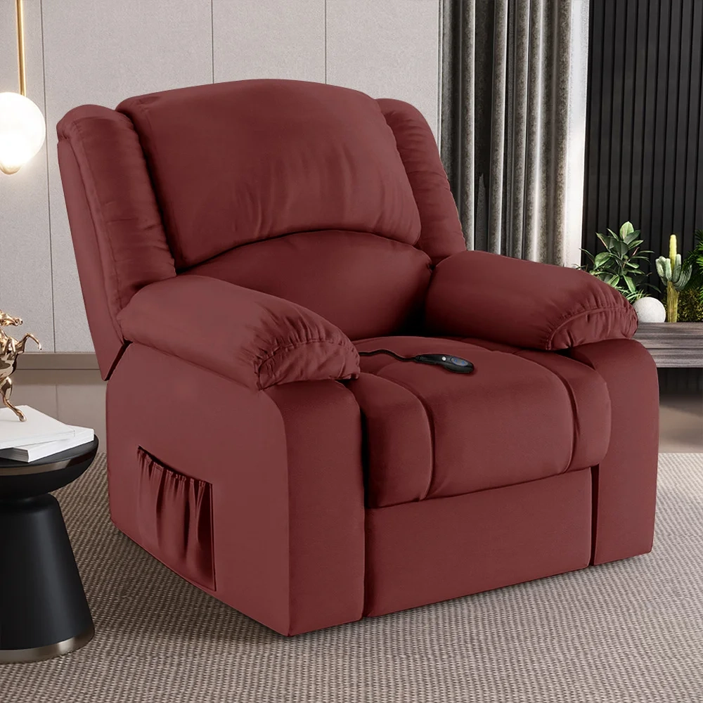 Poltrona do Papai Reclinável Pietra Controle Power Elétrico USB FH9 PU Vermelho - Mpozenato