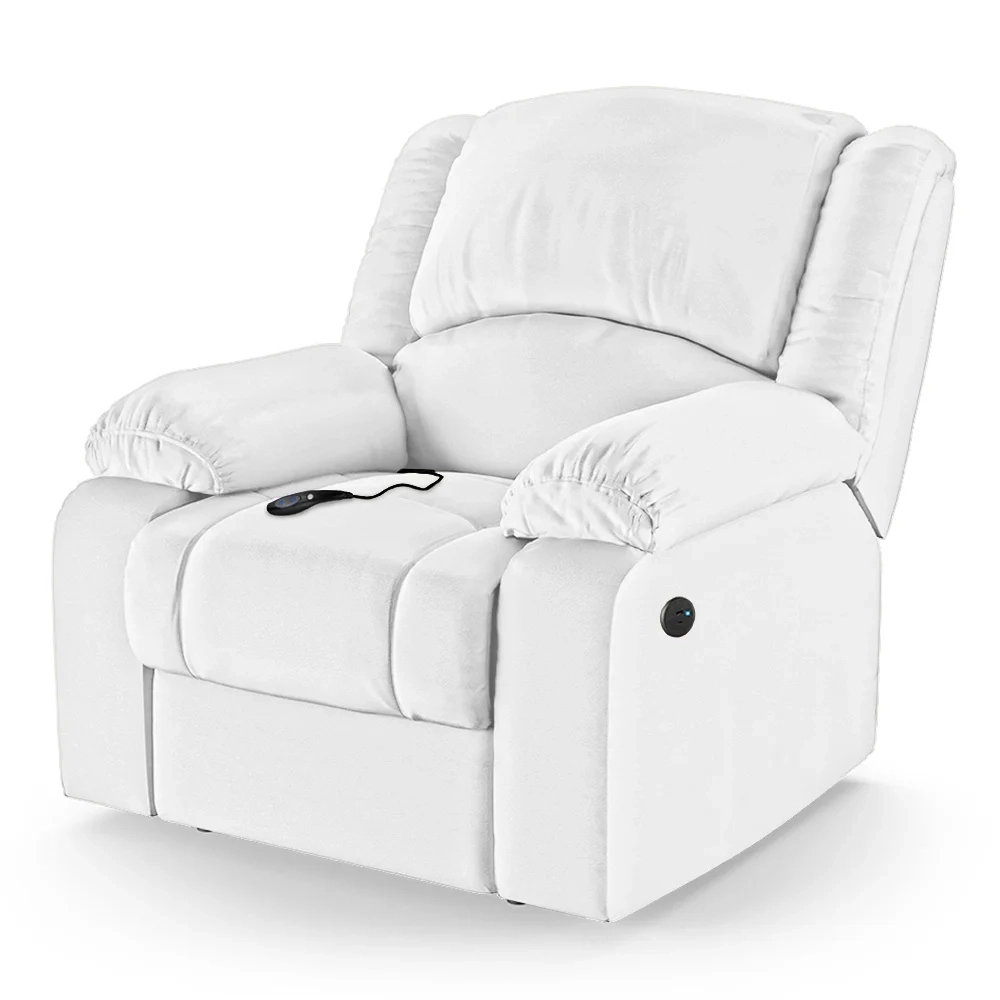 Poltrona do Papai Reclinável Pietra Controle Power Elétrico USB FH9 PU Branco - Mpozenato