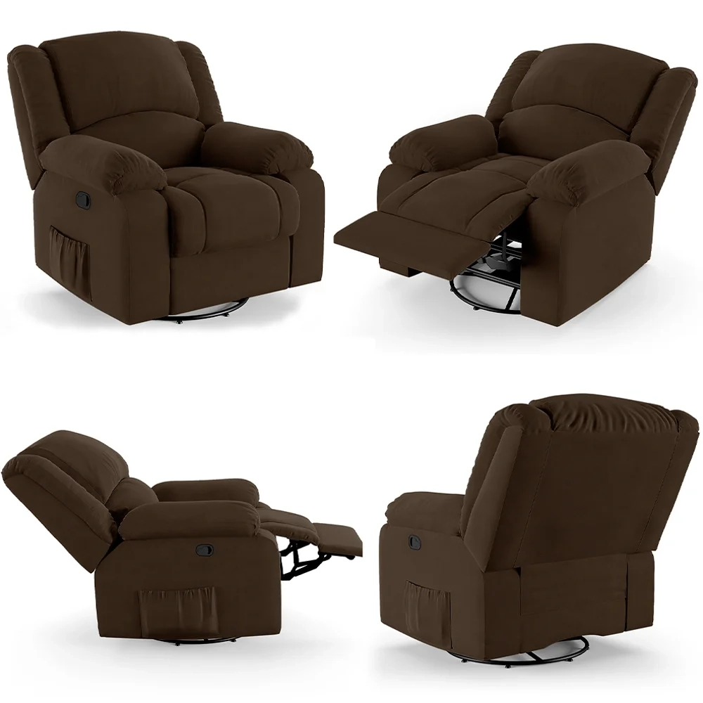 Poltrona do Papai Reclinável Pietra Glider Giratória FH9 Veludo Marrom - Mpozenato