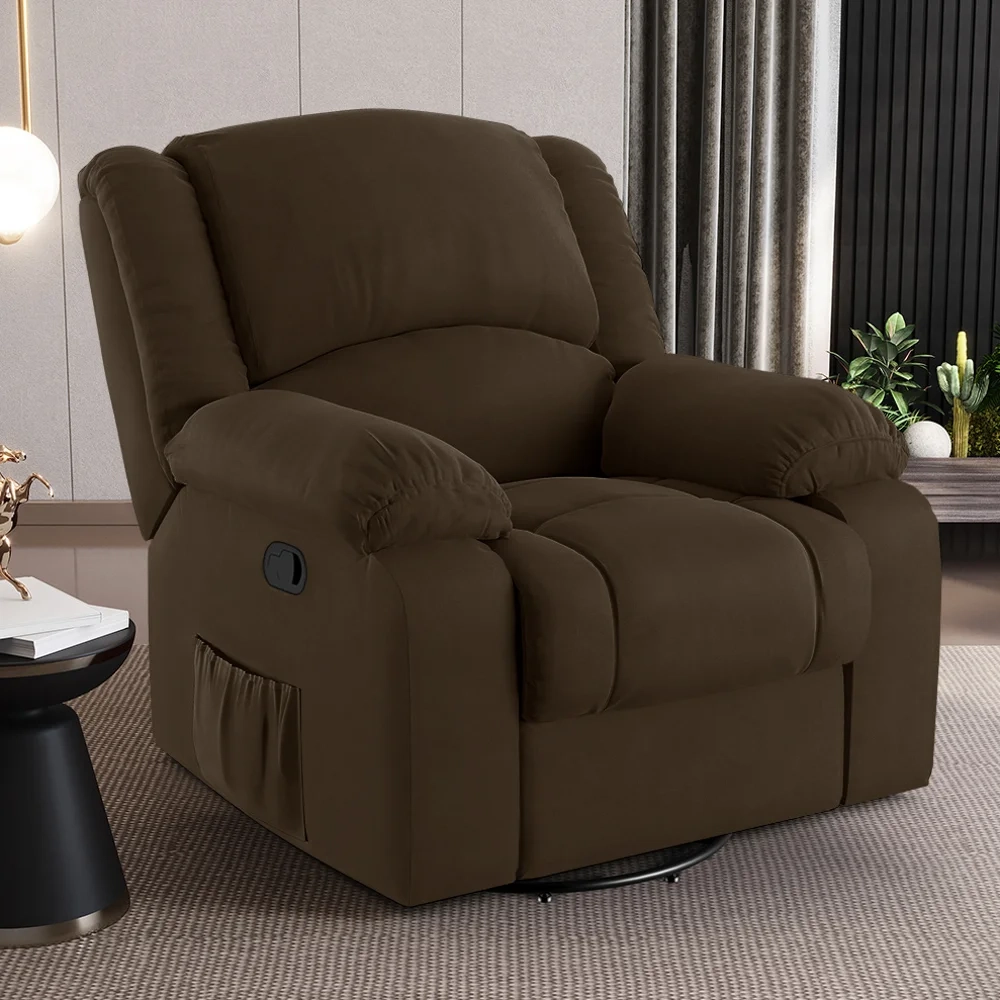 Poltrona do Papai Reclinável Pietra Glider Giratória FH9 Veludo Marrom - Mpozenato