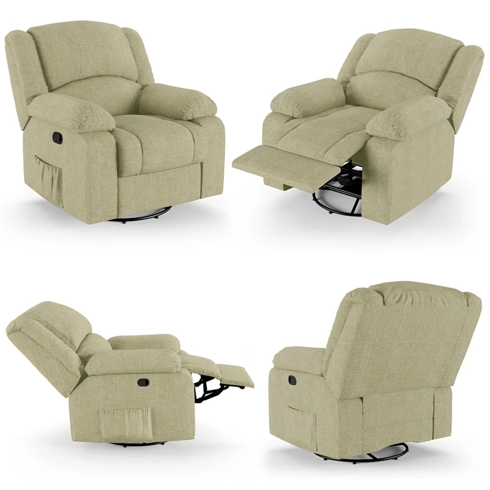 Poltrona do Papai Reclinável Pietra Glider Giratória FH9 Linho Bege - Mpozenato