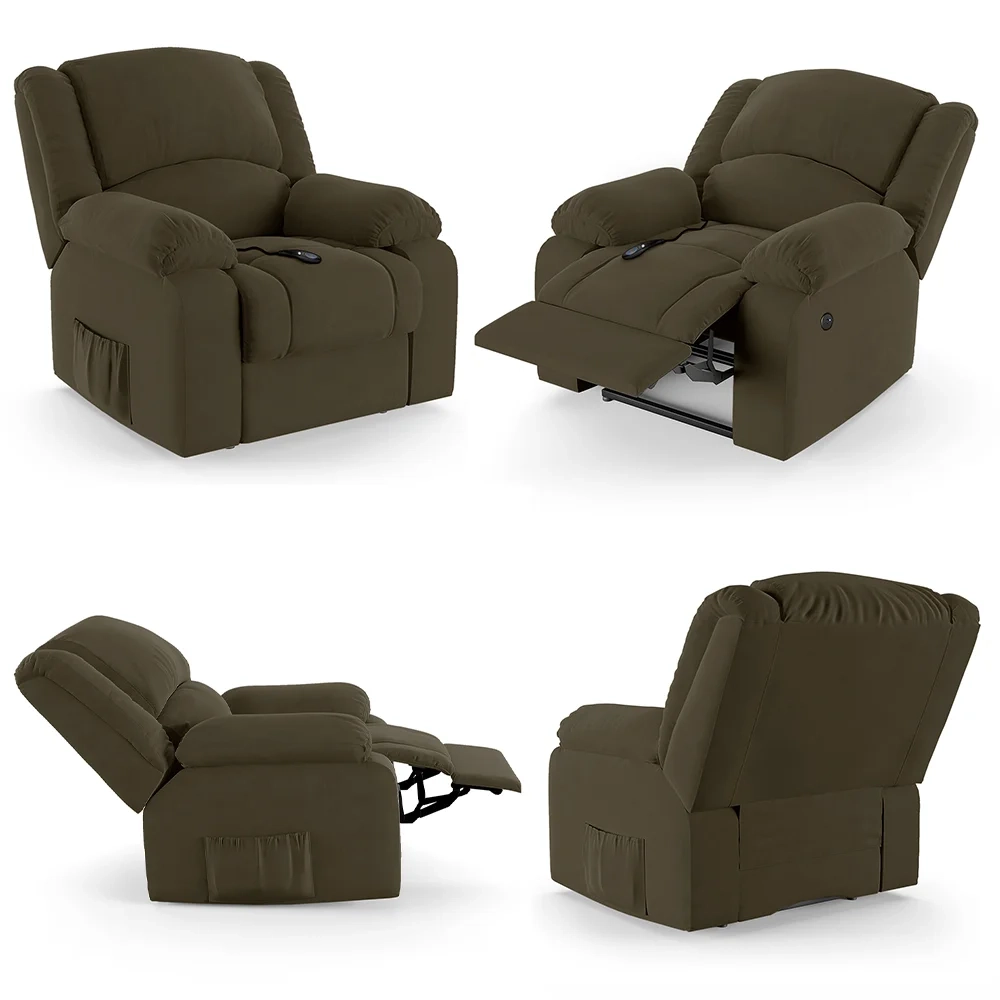 Poltrona do Papai Reclinável Pietra Controle Power Elétrico USB FH9 Veludo Capuccino - Mpozenato