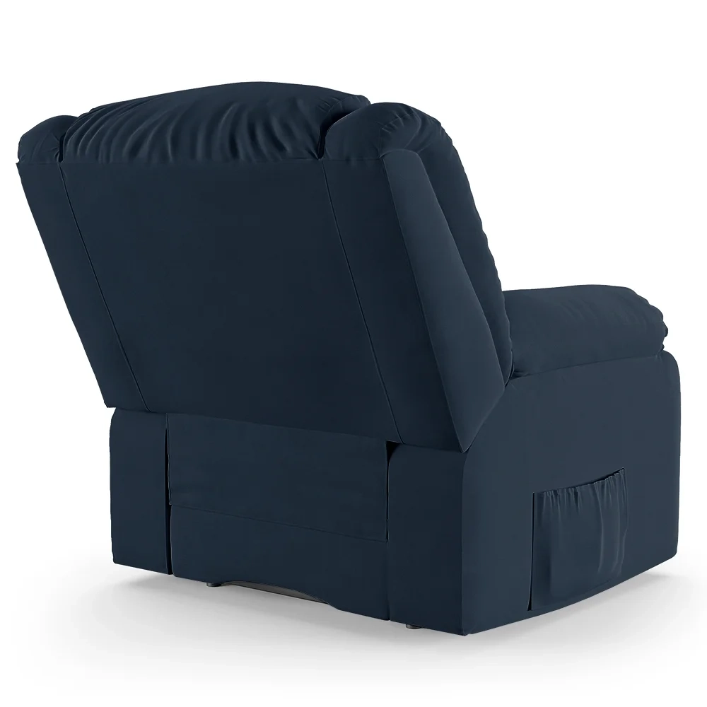 Poltrona do Papai Reclinável Pietra Controle Power Elétrico USB FH9 Veludo Azul - Mpozenato