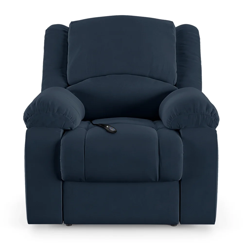Poltrona do Papai Reclinável Pietra Controle Power Elétrico USB FH9 Veludo Azul - Mpozenato