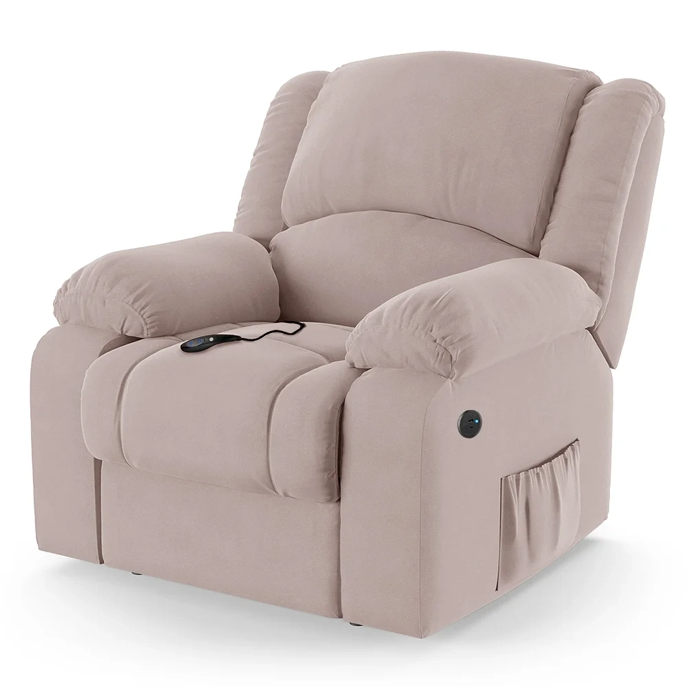 Poltrona do Papai Reclinável Pietra Controle Power Elétrico USB FH9 Veludo Rosê - Mpozenato