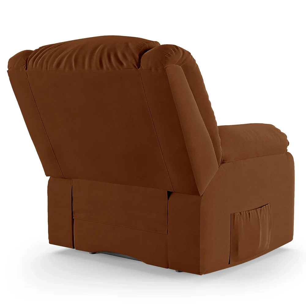 Poltrona do Papai Reclinável Pietra Controle Power Elétrico USB FH9 Veludo Terracota - Mpozenato