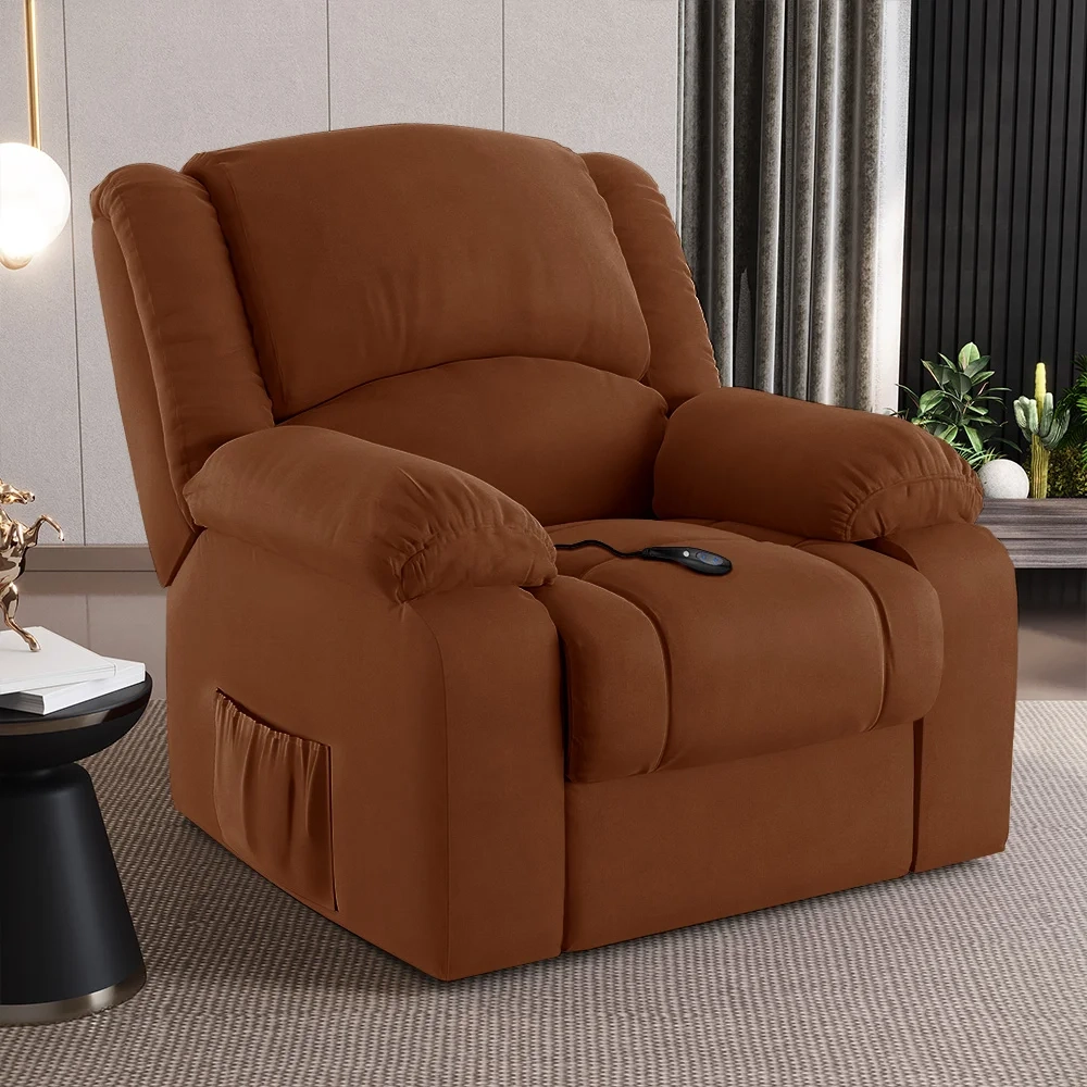 Poltrona do Papai Reclinável Pietra Controle Power Elétrico USB FH9 Veludo Terracota - Mpozenato