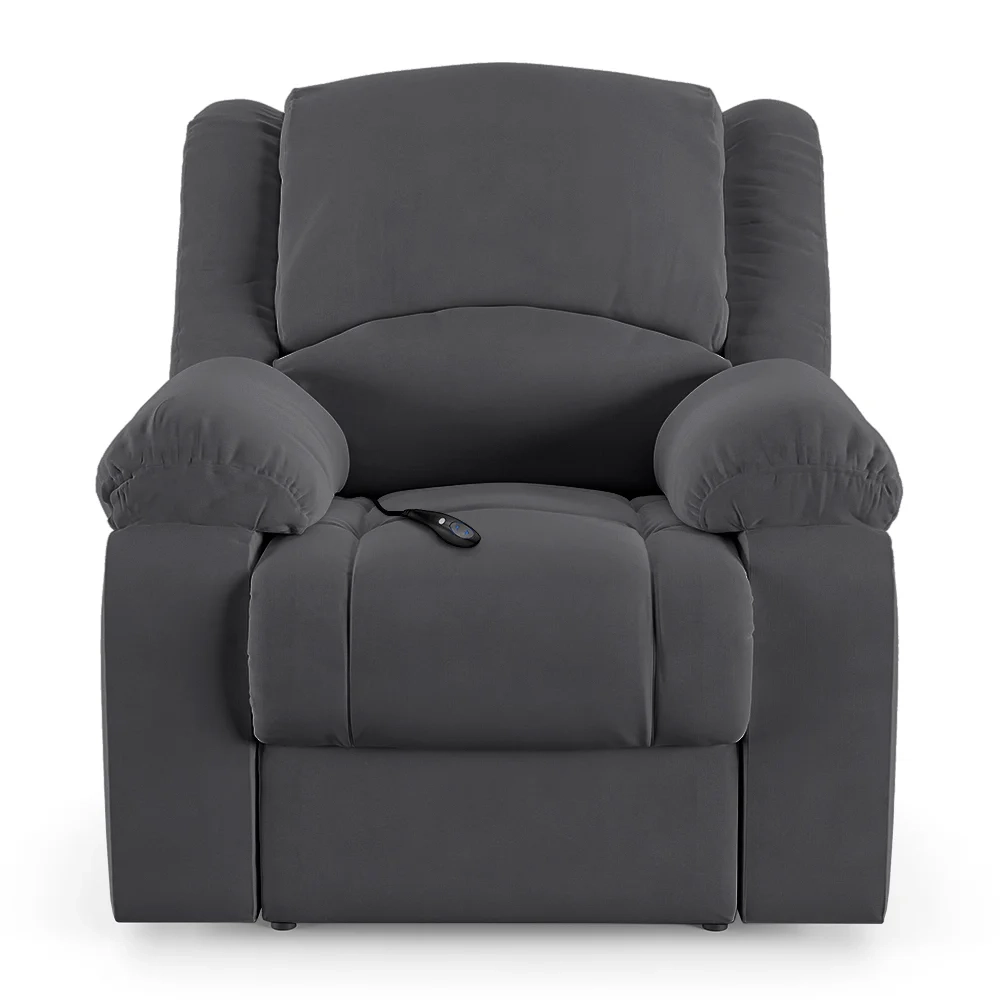 Poltrona do Papai Reclinável Pietra Controle Power Elétrico USB FH9 Veludo Cinza - Mpozenato