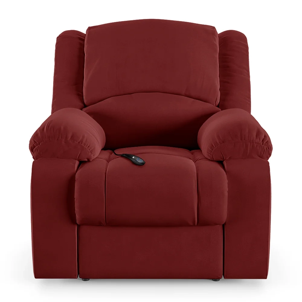 Poltrona do Papai Reclinável Pietra Controle Power Elétrico USB FH9 Veludo Vermelho - Mpozenato