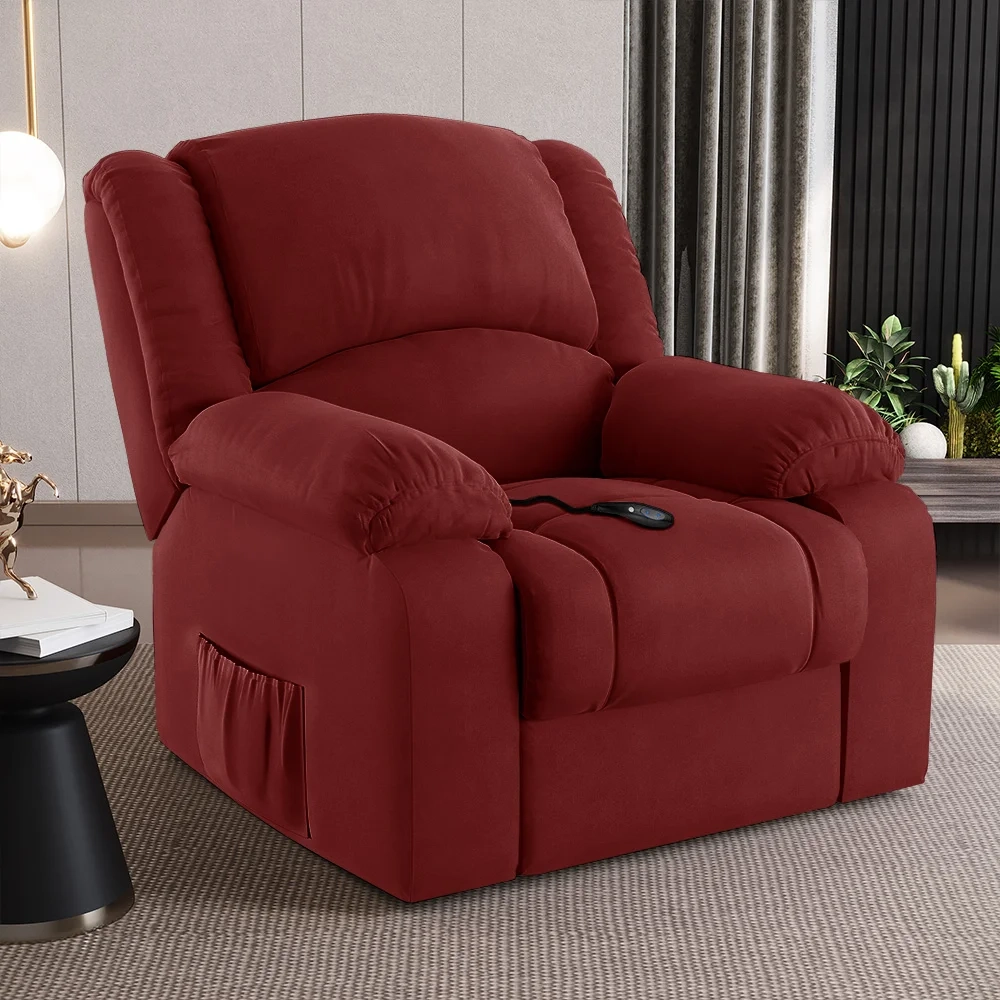 Poltrona do Papai Reclinável Pietra Controle Power Elétrico USB FH9 Veludo Vermelho - Mpozenato