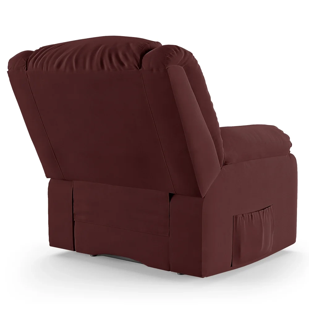 Poltrona do Papai Reclinável Pietra Controle Power Elétrico USB FH9 Veludo Vinho - Mpozenato