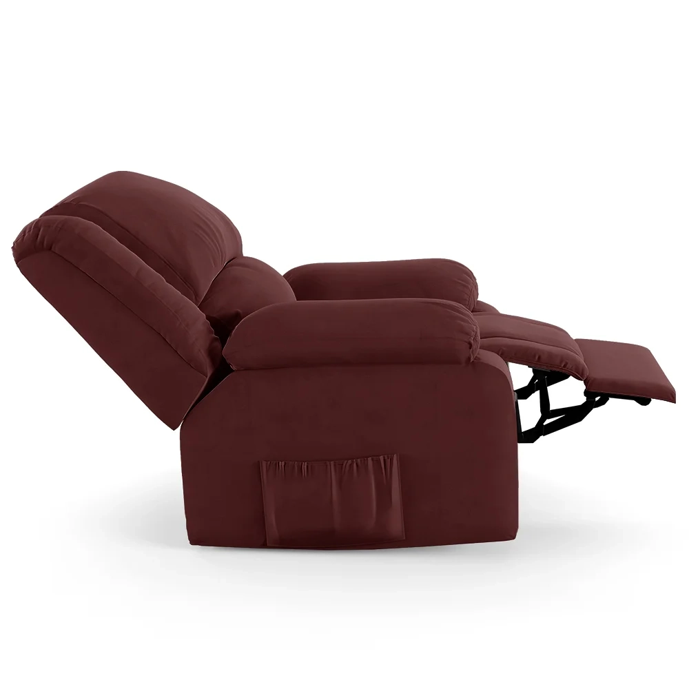 Poltrona do Papai Reclinável Pietra Controle Power Elétrico USB FH9 Veludo Vinho - Mpozenato