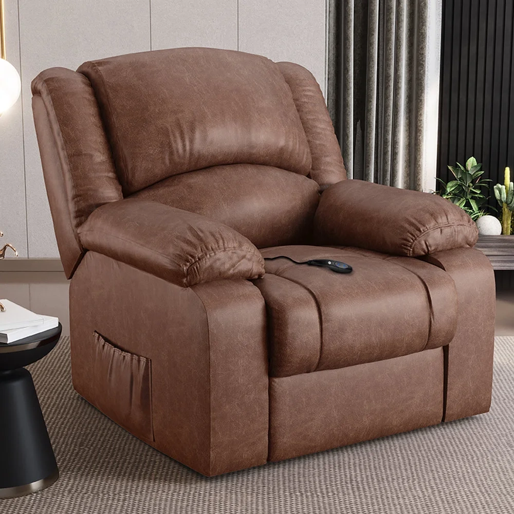 Poltrona do Papai Reclinável Pietra Controle Power Elétrico USB FH9 PU Marrom Brilho - Mpozenato